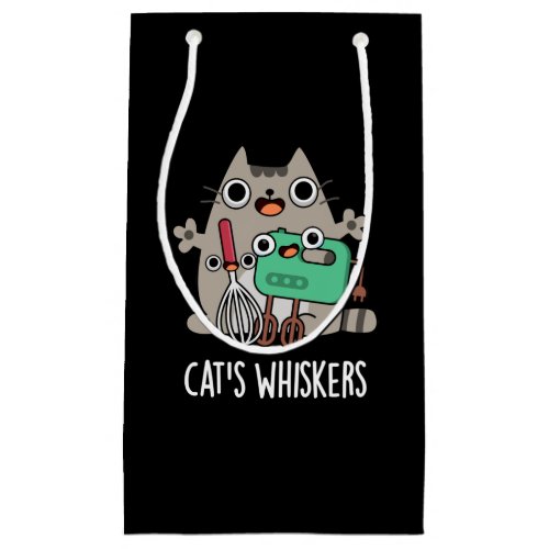 Cats Whiskers Funny Baking Pun Dark BG Small Gift Bag