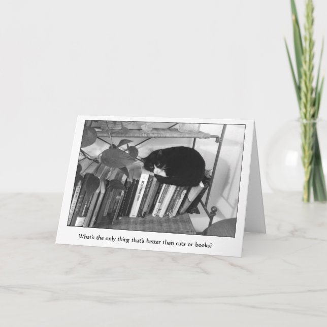 Cats Who Love Books Birthday Card (Front)