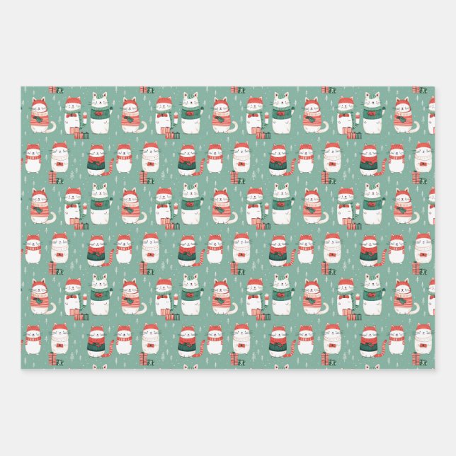 Cats' Winter Wonderland Wrapping Paper Sheets (Front 3)