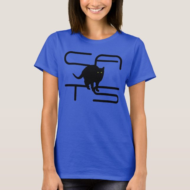 "CATS" with black cat silhouette T-Shirt (Front)