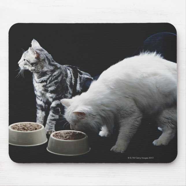 Cats with bowl of food mouse pad (Front)