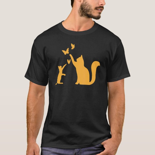 Cats With Butterflies Cat  I Cute Cats T-Shirt (Front)
