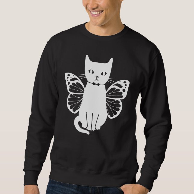 Cats With Butterflies Cute Cats Cat  I Cute Cat Sweatshirt (Front)