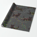 Cats with Christmas Lights Pattern Wrapping Paper<br><div class="desc">Cats with Christmas Lights Pattern</div>