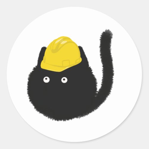 cats with hard hats classic round sticker