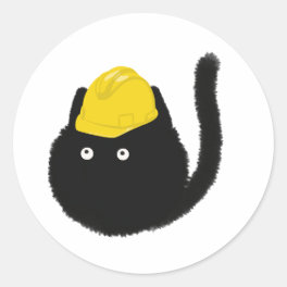 cats with hard hats classic round sticker