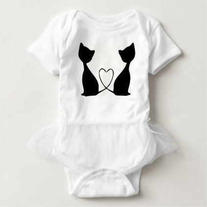 Cats with heart, black and white baby bodysuit