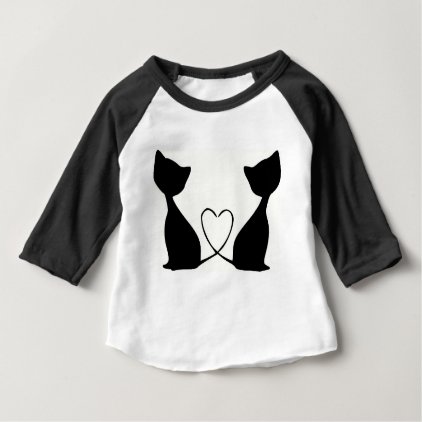 Cats with heart, black and white baby T-Shirt