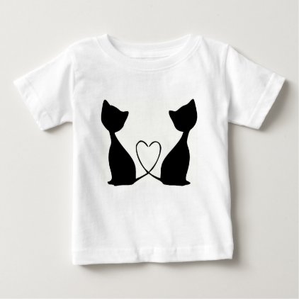 Cats with heart, black and white baby T-Shirt