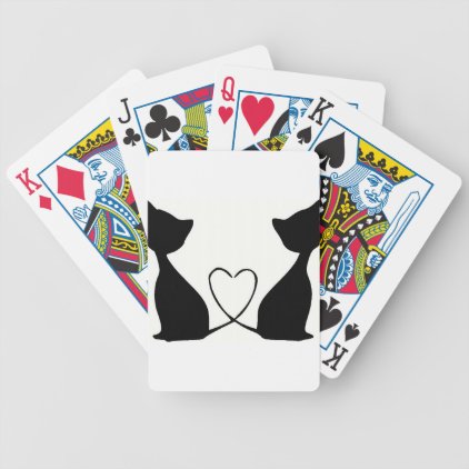 Cats with heart, black and white bicycle playing cards