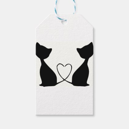 Cats with heart, black and white gift tags