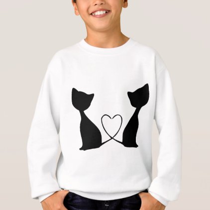 Cats with heart, black and white sweatshirt