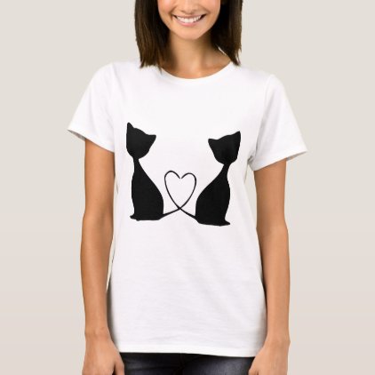 Cats with heart, black and white T-Shirt