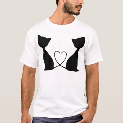 Cats with heart, black and white T-Shirt