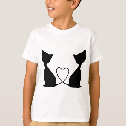 Cats with heart, black and white T-Shirt