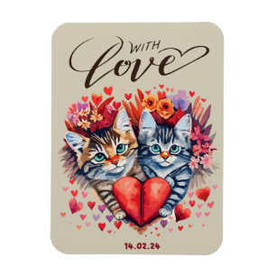 Cats with Love Folded Greeting Card Magnet