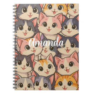 Cats with personalised name notebook
