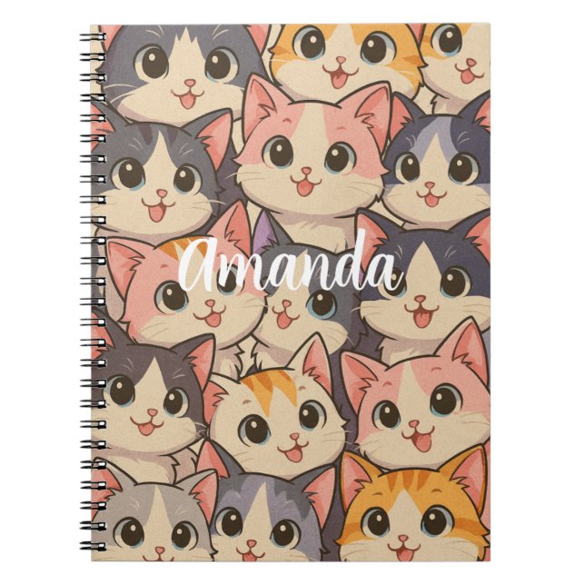 Cats with personalised name notebook (Front)
