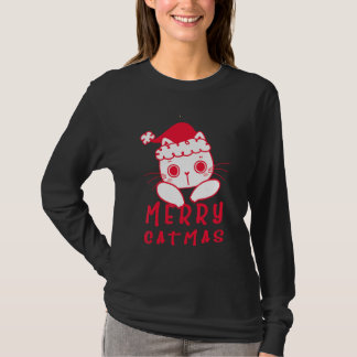 Cats With Santa Hat Merry Catmas Cat  Christmas T-Shirt