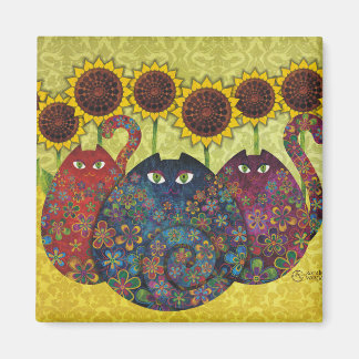 Cats With Sunflowers Magnet