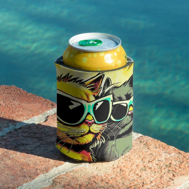 Cats with tongue out can cooler (In Situ Pool)