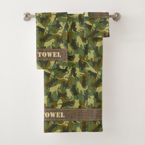 Cats Woodland Camouflage Bath Towel Set