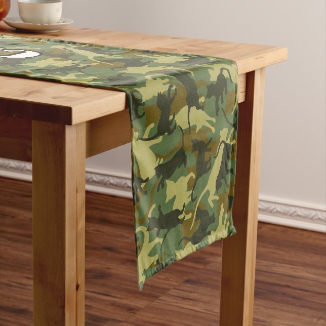 Cats Woodland Camouflage Short Table Runner (In Situ)