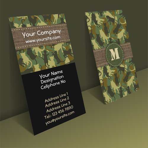Cats Woodland Camouflage Vertical Business Card