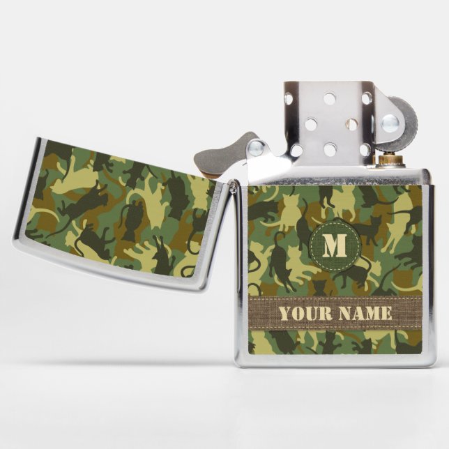 Cats Woodland Camouflage Zippo Lighter (Opened)