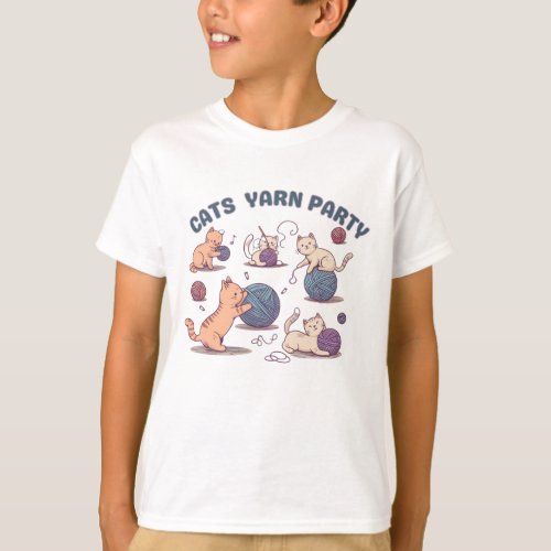 Cats Yarn party for Cat Enthusiast T_Shirt