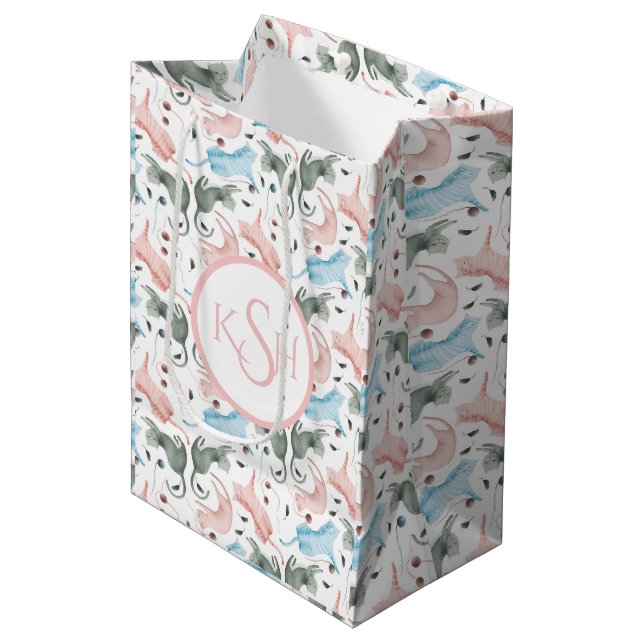 Cats & Yarn Pastel Watercolors Illustration Medium Gift Bag (Front Angled)