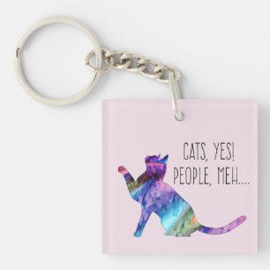 Cats, Yes People, Meh... Keychain