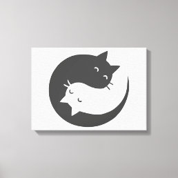 Cats yin and yang mandala - Choose background colo Canvas Print