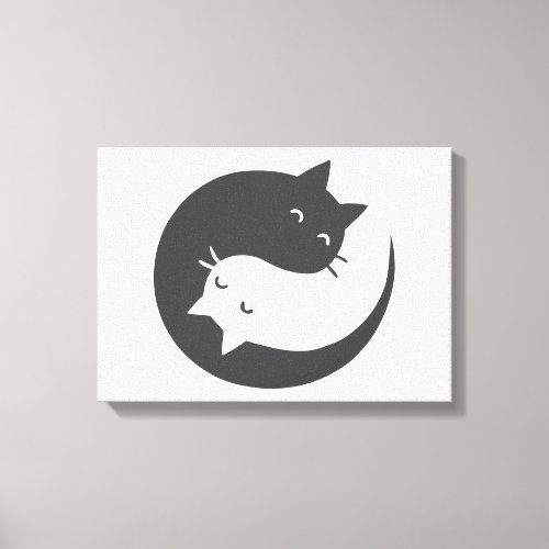 Cats yin and yang mandala _ Choose background colo Canvas Print