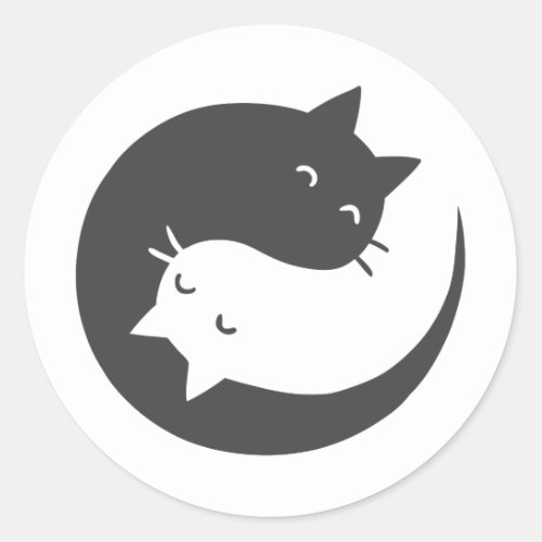 Cats yin and yang mandala _ Choose background colo Classic Round Sticker