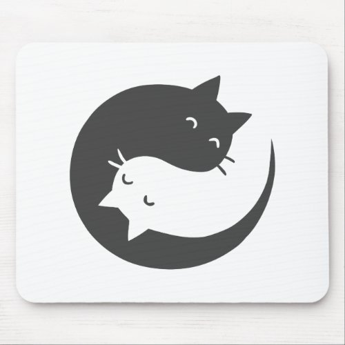 Cats yin and yang mandala _ Choose background colo Mouse Pad