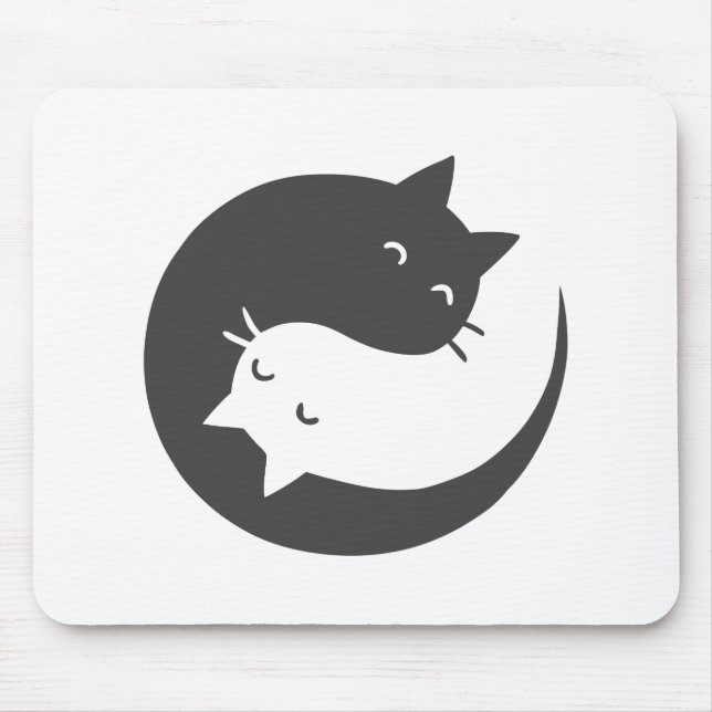 Cats yin and yang mandala - Choose background colo Mouse Pad (Front)