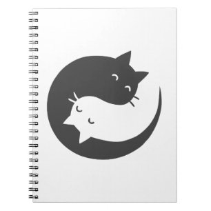 Cats yin and yang mandala - Choose background colo Notebook