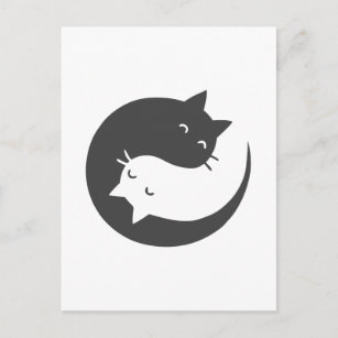 Cats yin and yang mandala - Choose background colo Postcard