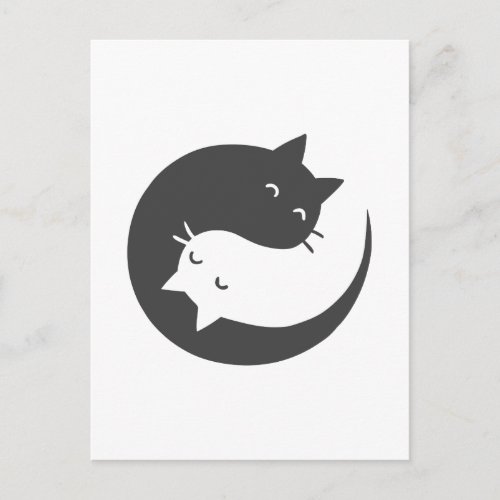Cats yin and yang mandala _ Choose background colo Postcard