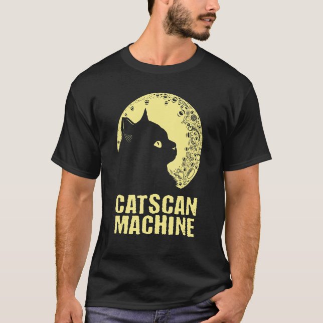 Catscan Machine Cat     Kitten Humor Medical Staff T-Shirt (Front)