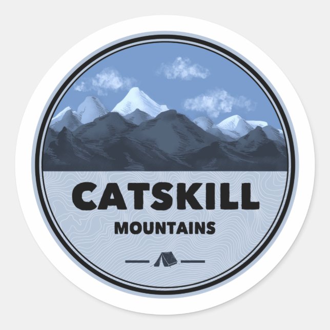 Catskill Mountains New York Camping Classic Round Sticker (Front)