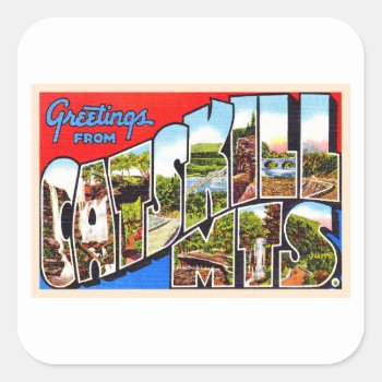 Catskill Mountains New York Large Letter Postcard Square Sticker by AmericanTravelogue at Zazzle