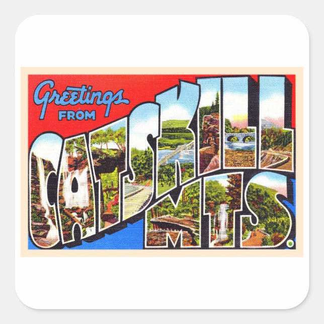 Catskill Mountains New York Large Letter Postcard Square Sticker (Front)