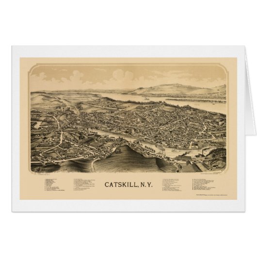 Catskill, NY Panoramic Map - 1889 Cards (Front Horizontal)