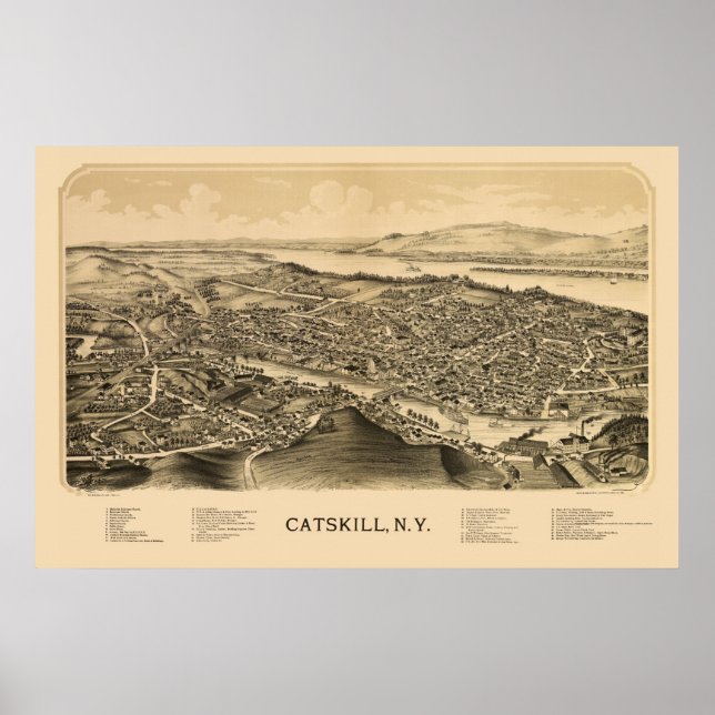 Catskill, NY Panoramic Map - 1889 Poster (Front)
