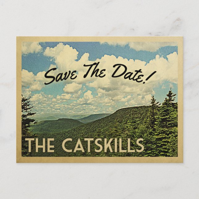 Catskills Mountains Save The Date Vintage Postcard (Front)
