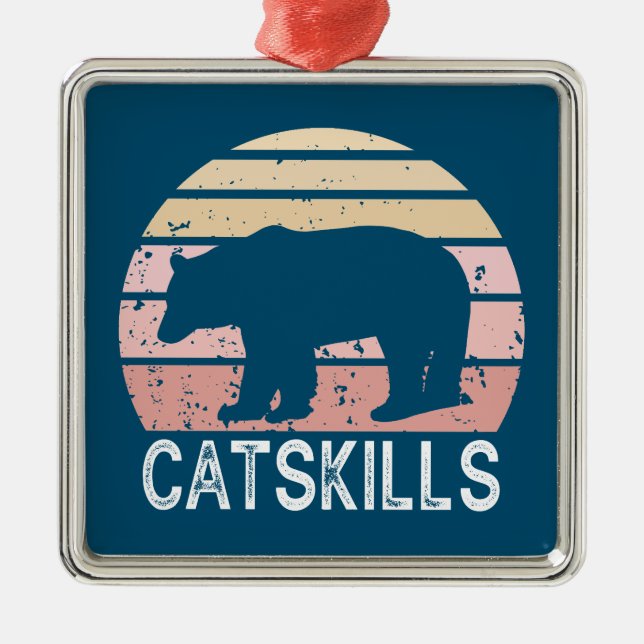 Catskills Retro Bear Metal Ornament (Front)