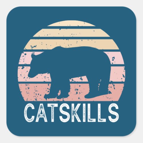 Catskills Retro Bear Square Sticker