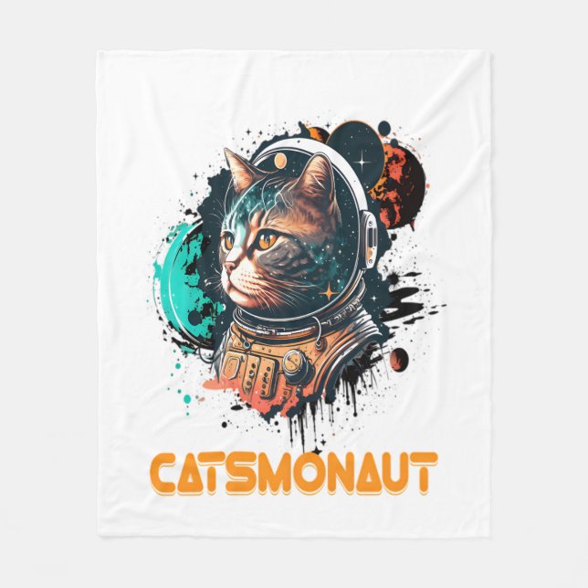 Catsmonaut Astronaut Cat Or Space Cat Fleece Blanket (Front)